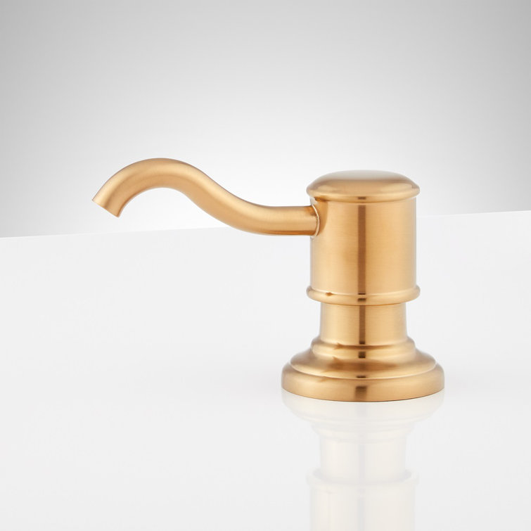 Amberly Brushed Gold Metal Soap Dispenser with Spring Loaded Pump