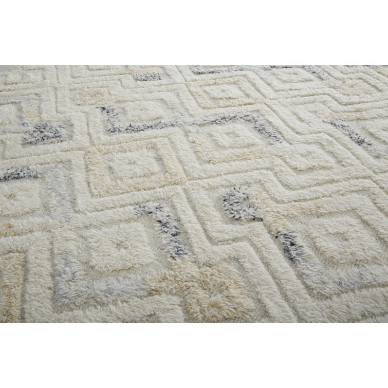 Nomadic Diamond Pale Blue Hand-Tufted Wool Area Rug - 2' x 3'