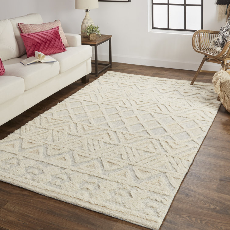 Handmade Blue Geometric Wool 12' x 15' Area Rug