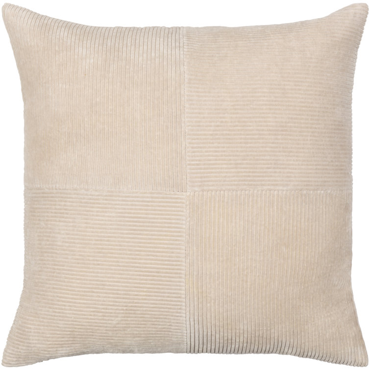 Beige Cotton Corduroy Patchwork Square Pillow Cover 22" x 22"