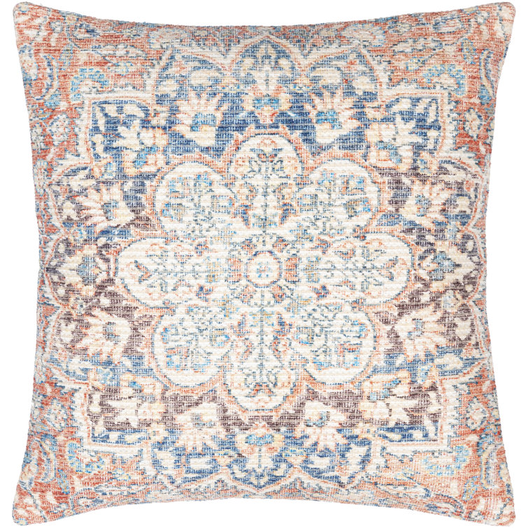 Colin 22" x 22" Cream Cotton Floral Throw Pillow
