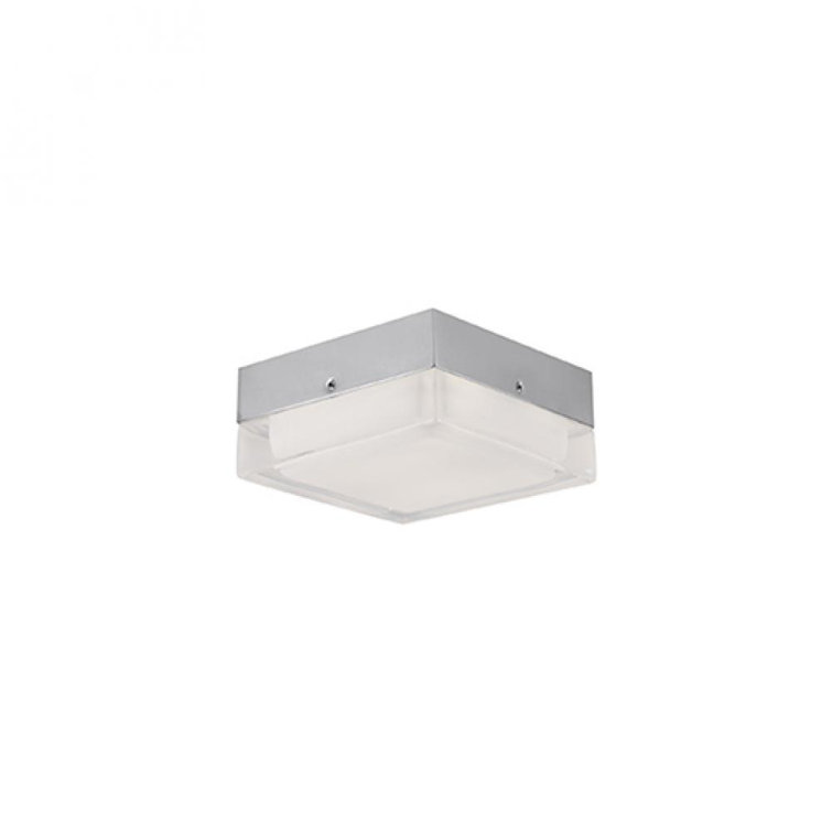 Contemporary Square Brushed Nickel LED Flush Mount with Glass Diffuser