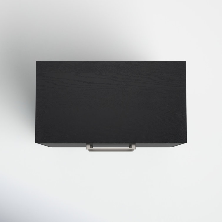 Mallory Contemporary Black Nightstand with Bronze Pulls, 3 Drawers