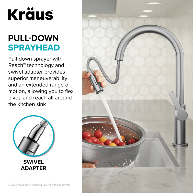 Matte Black Stainless Steel Pull-Down Kitchen Faucet with Spray