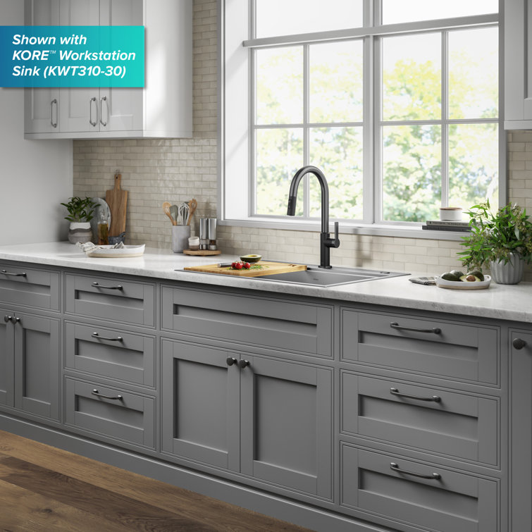 Matte Black Stainless Steel Pull-Down Kitchen Faucet with Spray