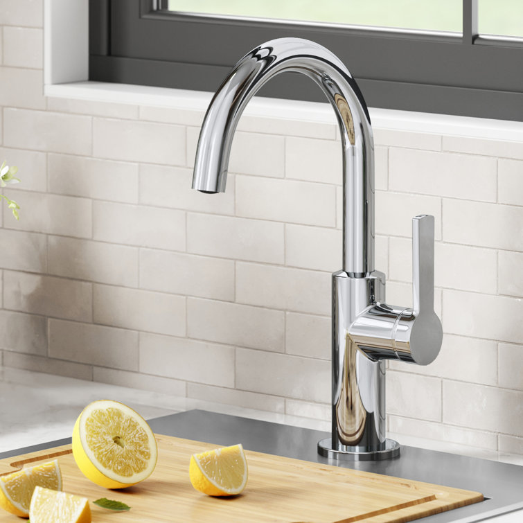 Chrome Single Handle Kitchen Bar Faucet with Pull-out Spray