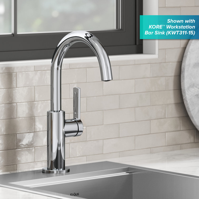 Chrome Single Handle Kitchen Bar Faucet with Pull-out Spray