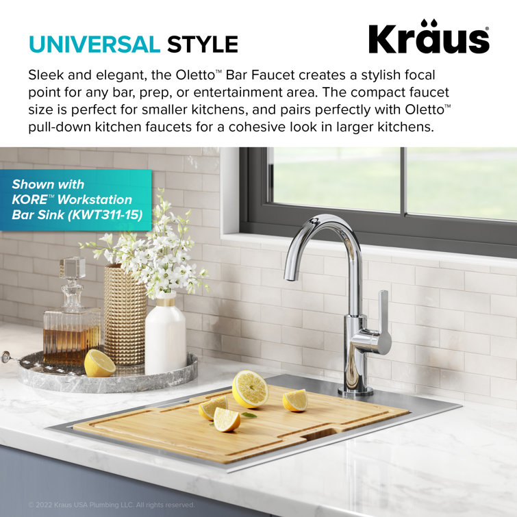 Chrome Single Handle Kitchen Bar Faucet with Pull-out Spray