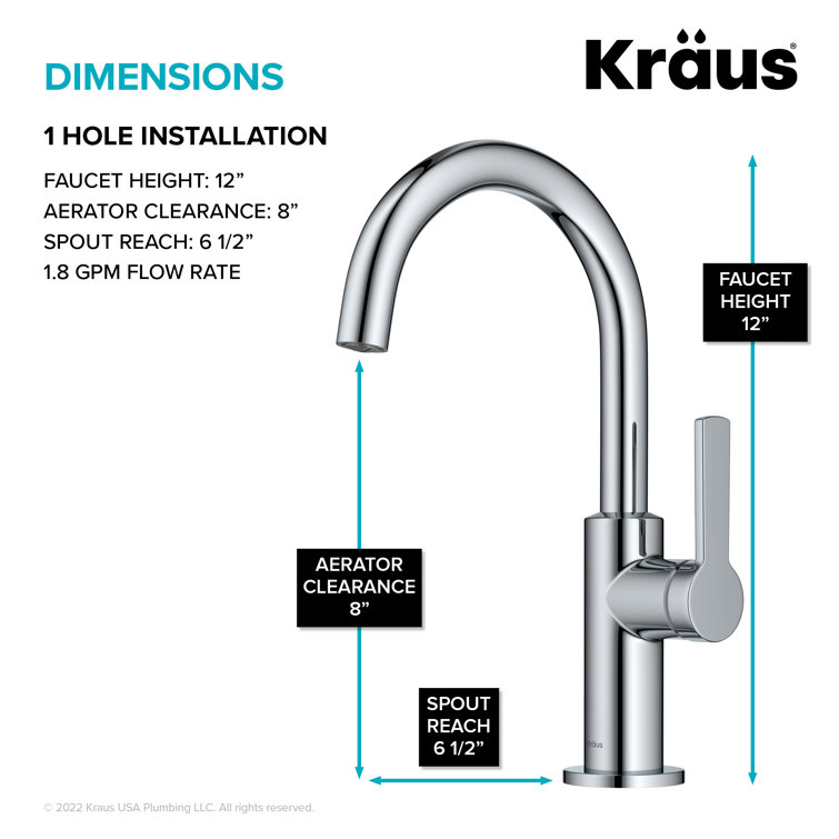 Chrome Single Handle Kitchen Bar Faucet with Pull-out Spray