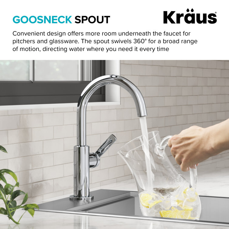 Chrome Single Handle Kitchen Bar Faucet with Pull-out Spray