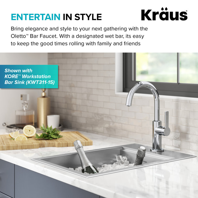 Chrome Single Handle Kitchen Bar Faucet with Pull-out Spray
