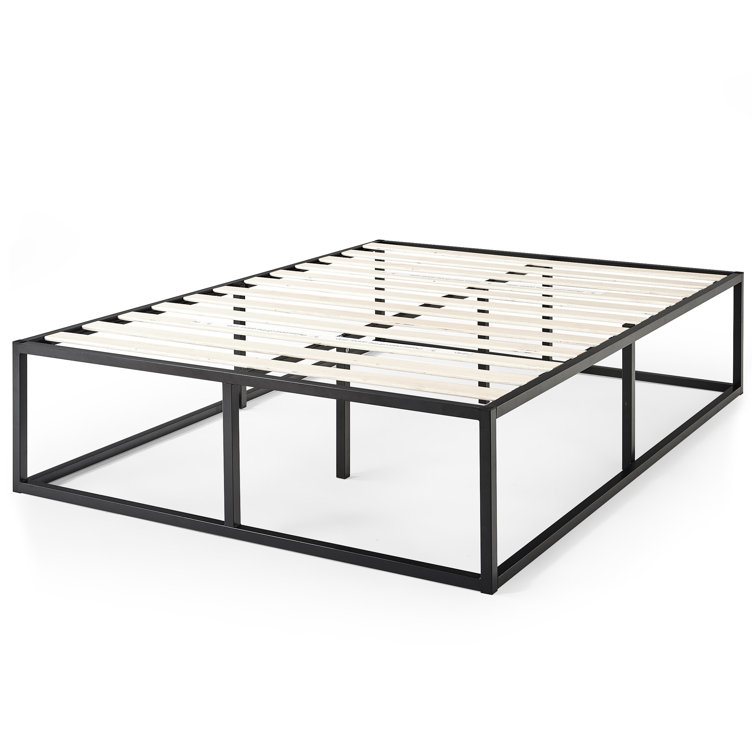 Joseph 18" Black Metal Platform Bed Frame with Slats