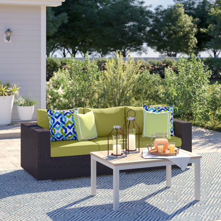 Espresso Peridot Wicker Rattan Three-Seat Outdoor Sectional Sofa