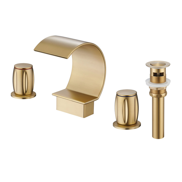 Brushed Gold Stainless Steel Waterfall Bathroom Faucet with Pop-Up Drain