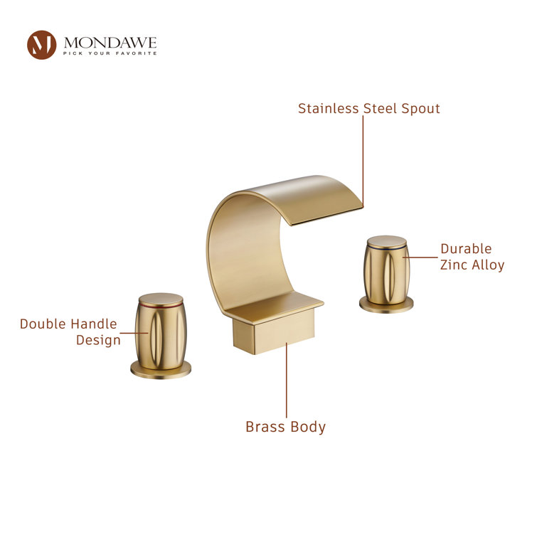 Brushed Gold Stainless Steel Waterfall Bathroom Faucet with Pop-Up Drain