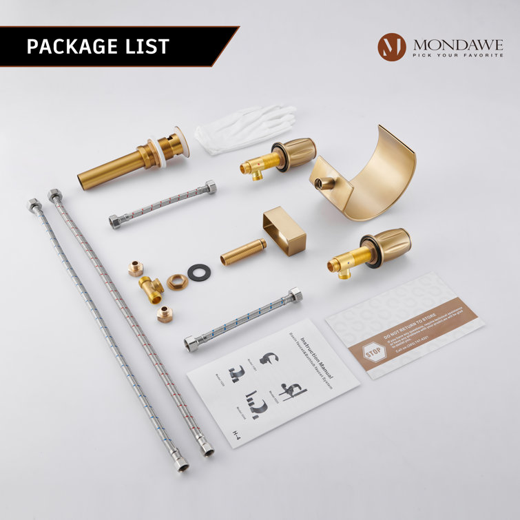 Brushed Gold Stainless Steel Waterfall Bathroom Faucet with Pop-Up Drain