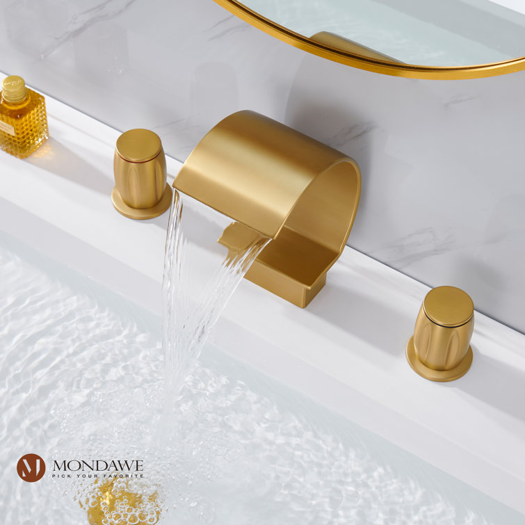 Brushed Gold Stainless Steel Waterfall Bathroom Faucet with Pop-Up Drain