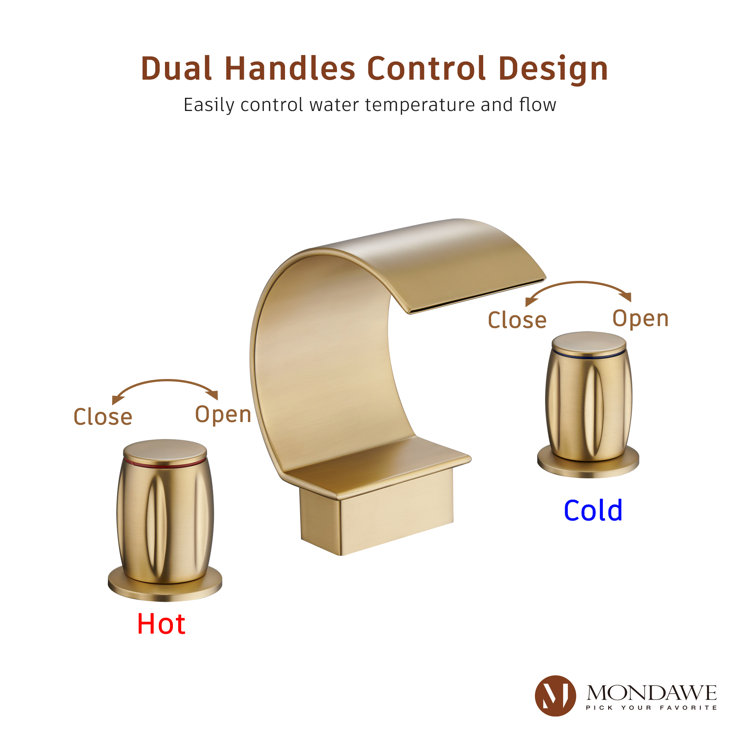 Brushed Gold Stainless Steel Waterfall Bathroom Faucet with Pop-Up Drain