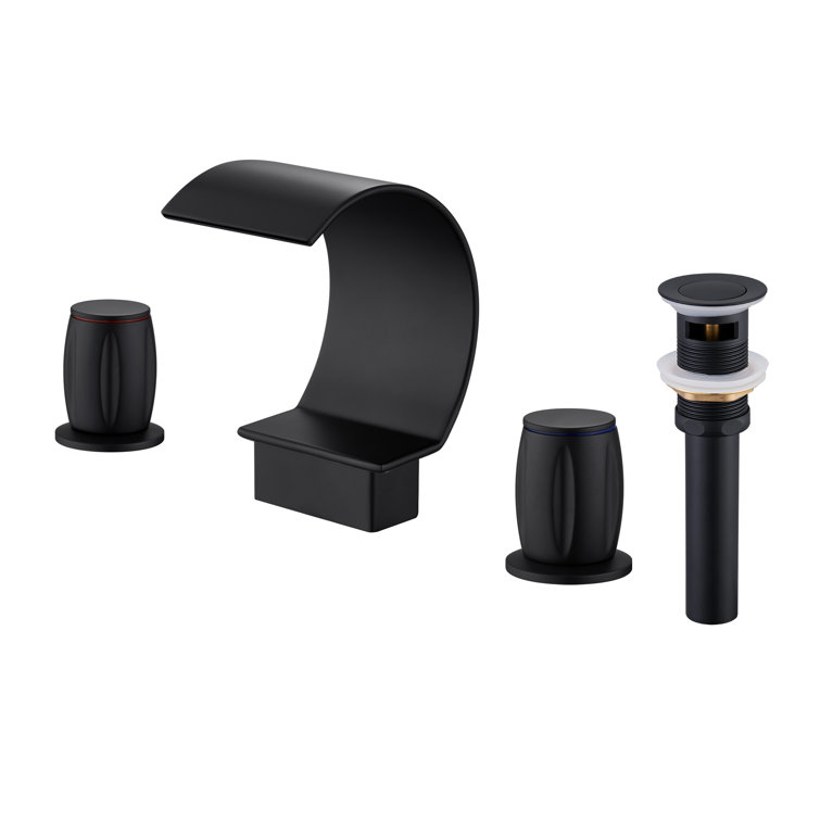Matte Black Stainless Steel Waterfall Bathroom Faucet Set