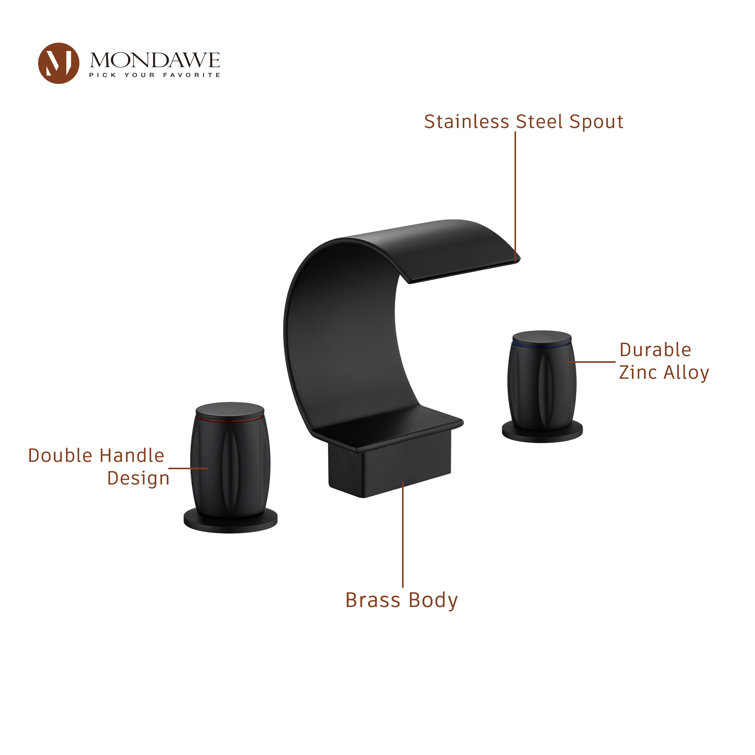 Matte Black Stainless Steel Waterfall Bathroom Faucet Set