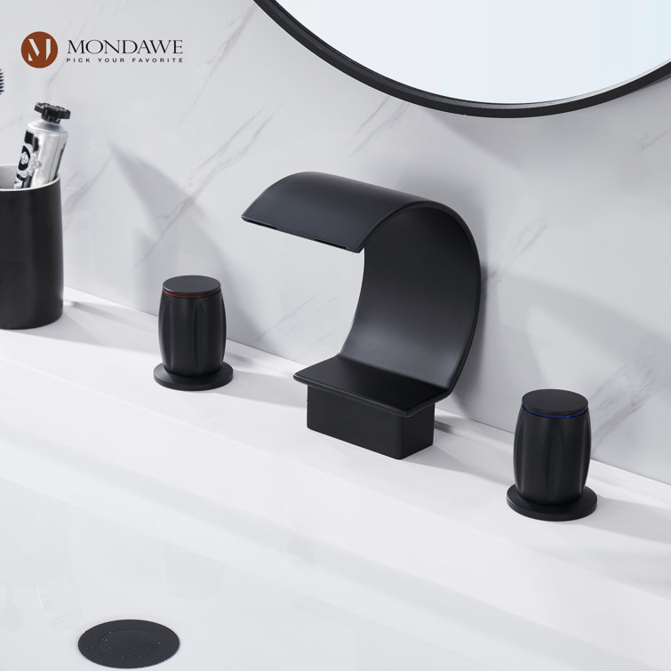 Matte Black Stainless Steel Waterfall Bathroom Faucet Set