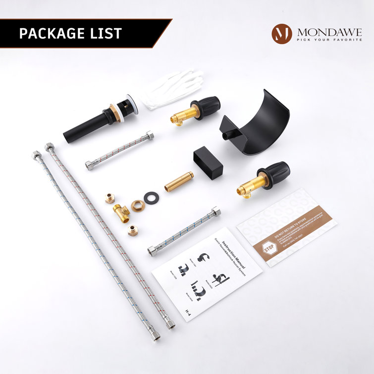 Matte Black Stainless Steel Waterfall Bathroom Faucet Set