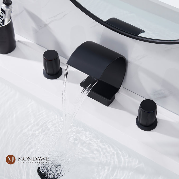 Matte Black Stainless Steel Waterfall Bathroom Faucet Set