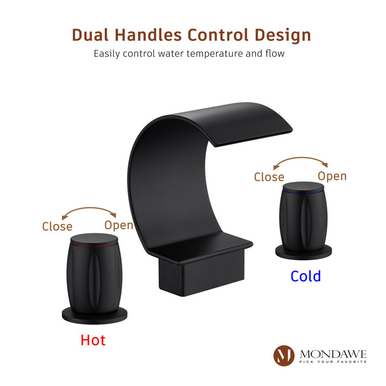 Matte Black Stainless Steel Waterfall Bathroom Faucet Set