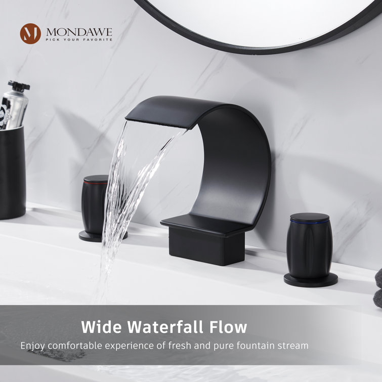 Matte Black Stainless Steel Waterfall Bathroom Faucet Set
