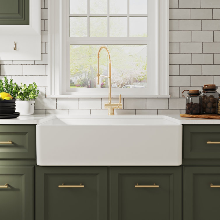 White Fireclay Single Bowl Farmhouse Kitchen Sink