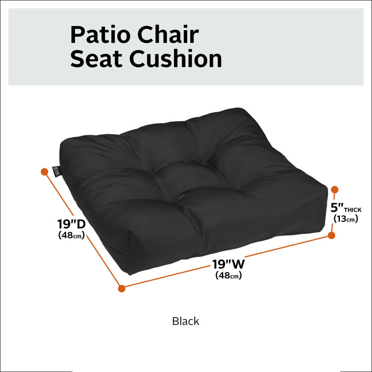 Classic 19'' Square Black Polyester Patio Seat Cushions, 2-Pack