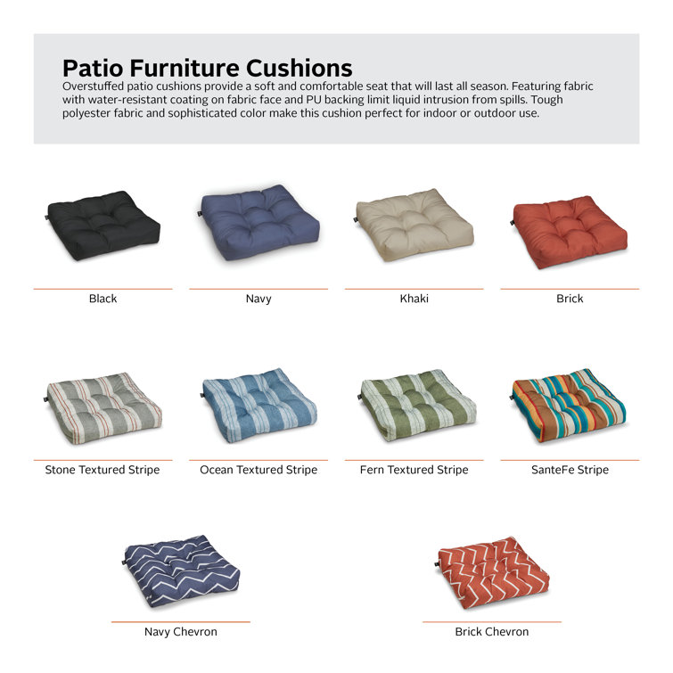 Classic 19'' Square Black Polyester Patio Seat Cushions, 2-Pack