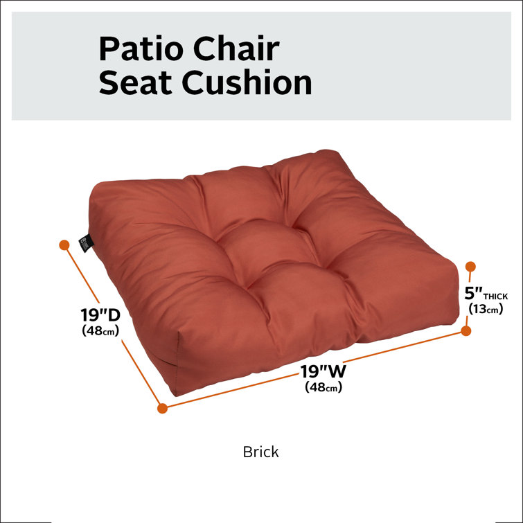 Brick Red Polyester Square Patio Seat Cushion, 19 x 19 x 5 inch