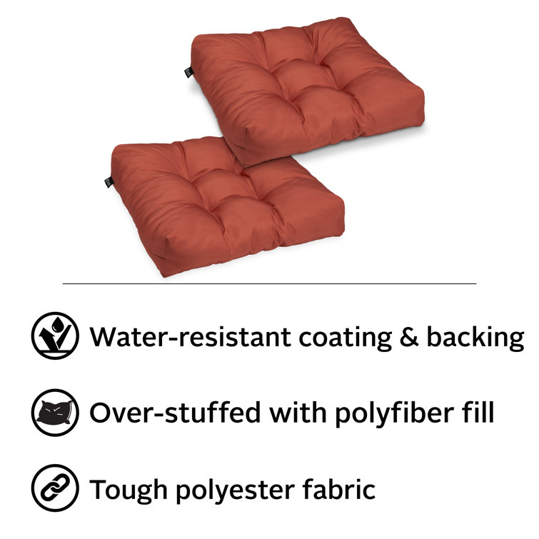 Brick Red Polyester Square Patio Seat Cushion, 19 x 19 x 5 inch