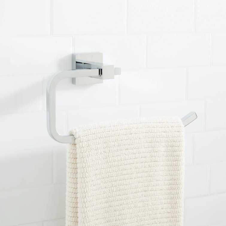 Chrome Rectangular Wall-Mounted Towel Ring