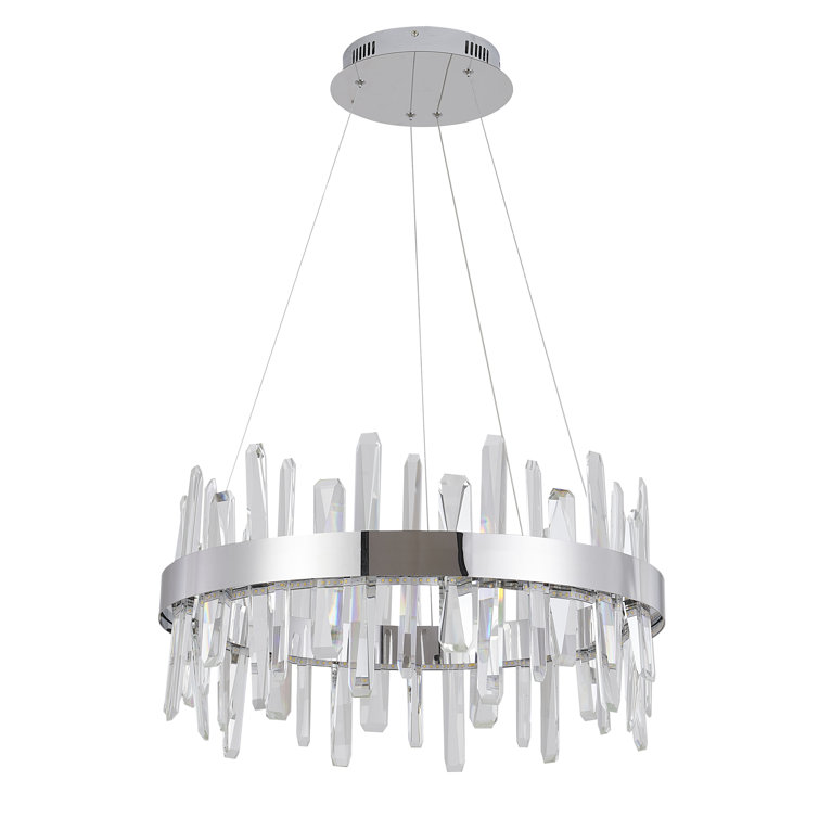 Bethel 24" Chrome Finish LED Chandelier with Clear Crystal Accents