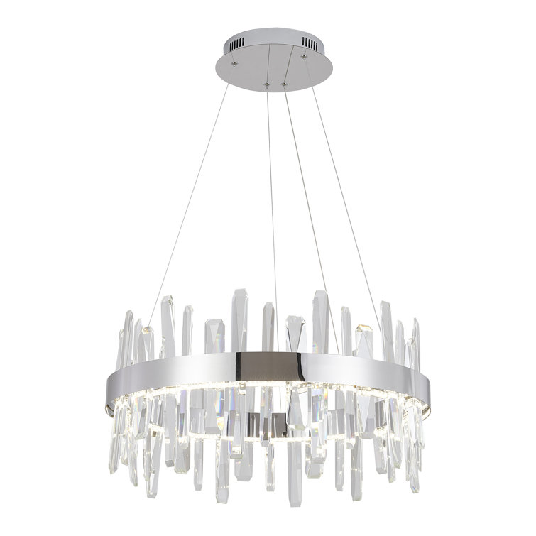Bethel 24" Chrome Finish LED Chandelier with Clear Crystal Accents