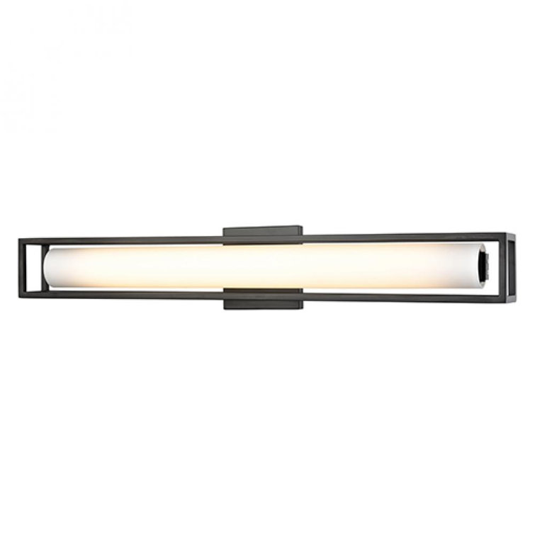 Lochwood 27'' Black LED Vanity Wall Sconce with Opal Glass Diffuser