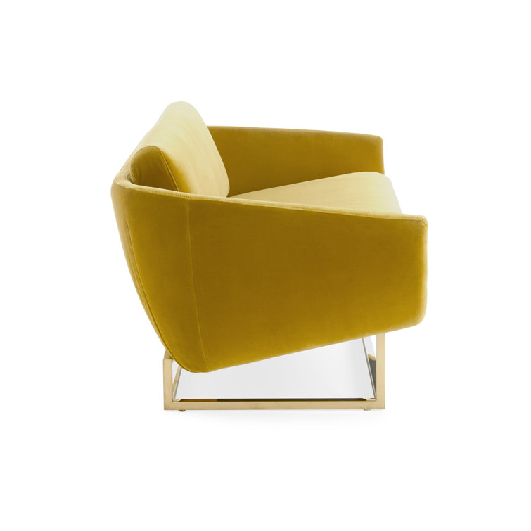 Beaumont Lichen Velvet Settee with Polished Brass Finish