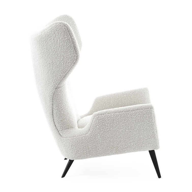 Olympus Oatmeal Bouclé and Black Metal Wingback Chair