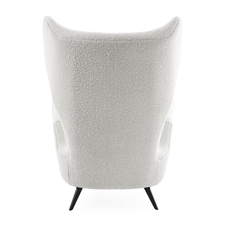 Olympus Oatmeal Bouclé and Black Metal Wingback Chair