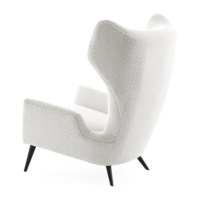 Olympus Oatmeal Bouclé and Black Metal Wingback Chair