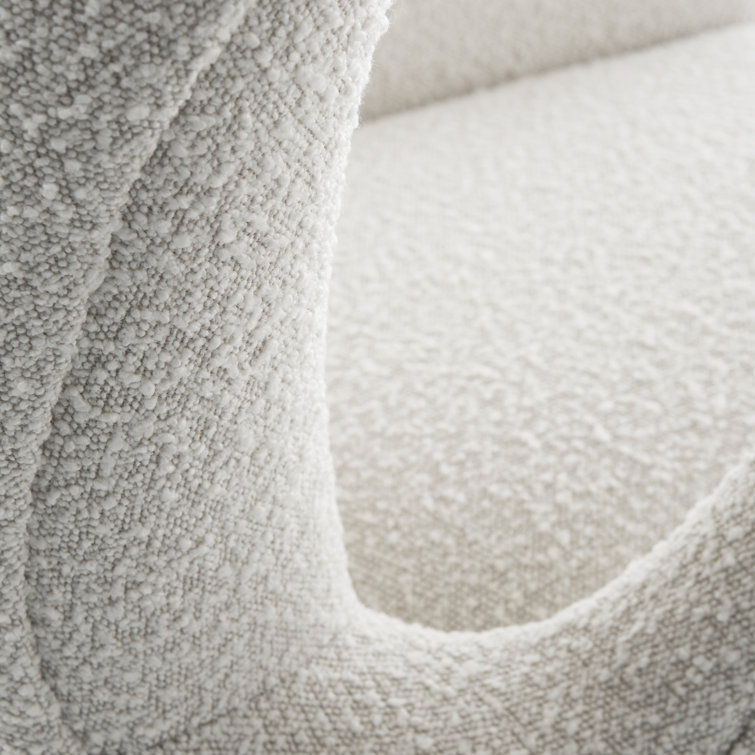 Olympus Oatmeal Bouclé and Black Metal Wingback Chair