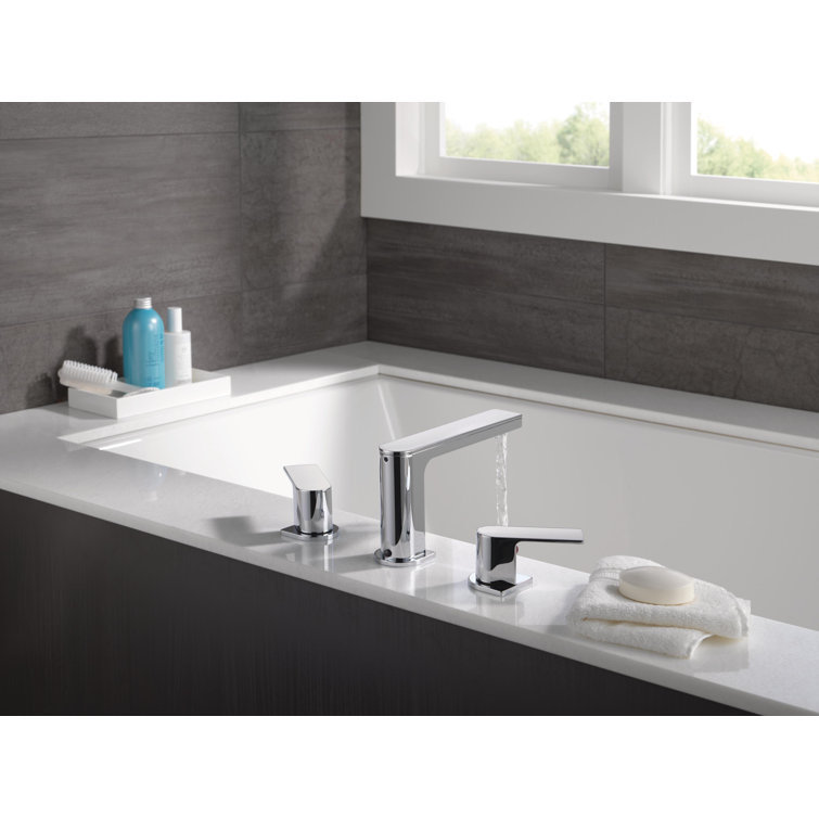 Chrome Geometric Double Handle Roman Tub Faucet