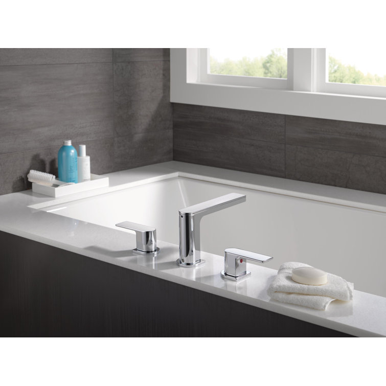 Chrome Geometric Double Handle Roman Tub Faucet