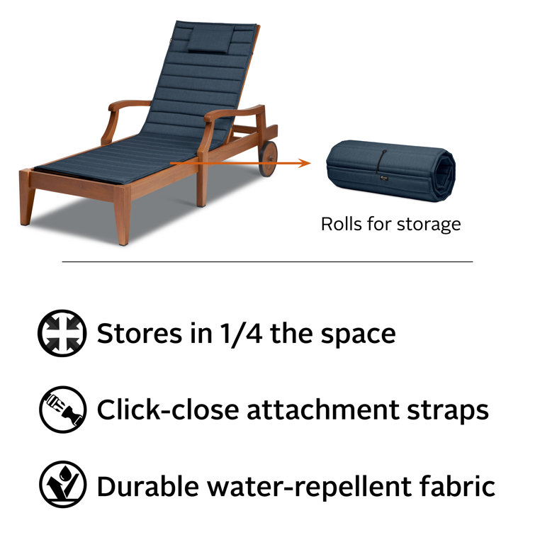 Heather Indigo Water-Resistant Outdoor Chaise Lounge Cushion