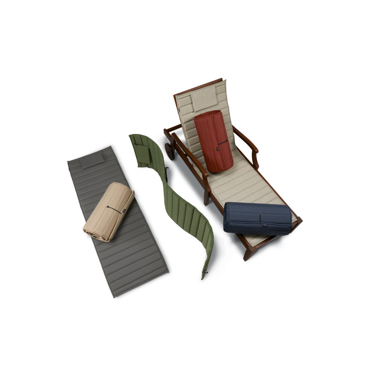 Heather Indigo Water-Resistant Outdoor Chaise Lounge Cushion