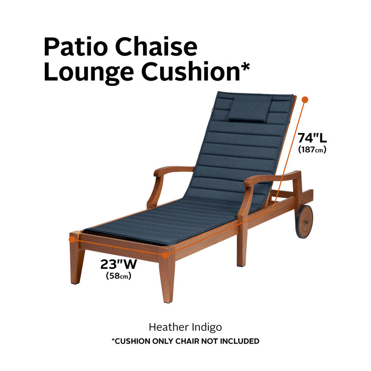 Heather Indigo Water-Resistant Outdoor Chaise Lounge Cushion