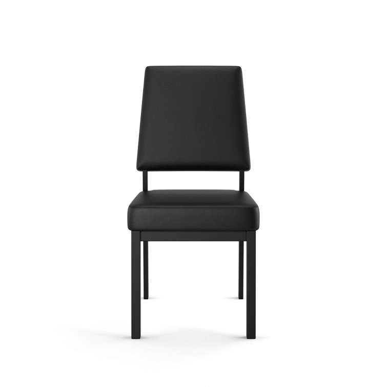 Charcoal Black Faux Leather Parsons Side Chair with Metal Frame