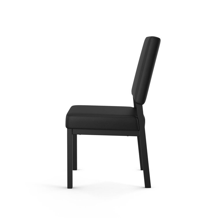 Charcoal Black Faux Leather Parsons Side Chair with Metal Frame